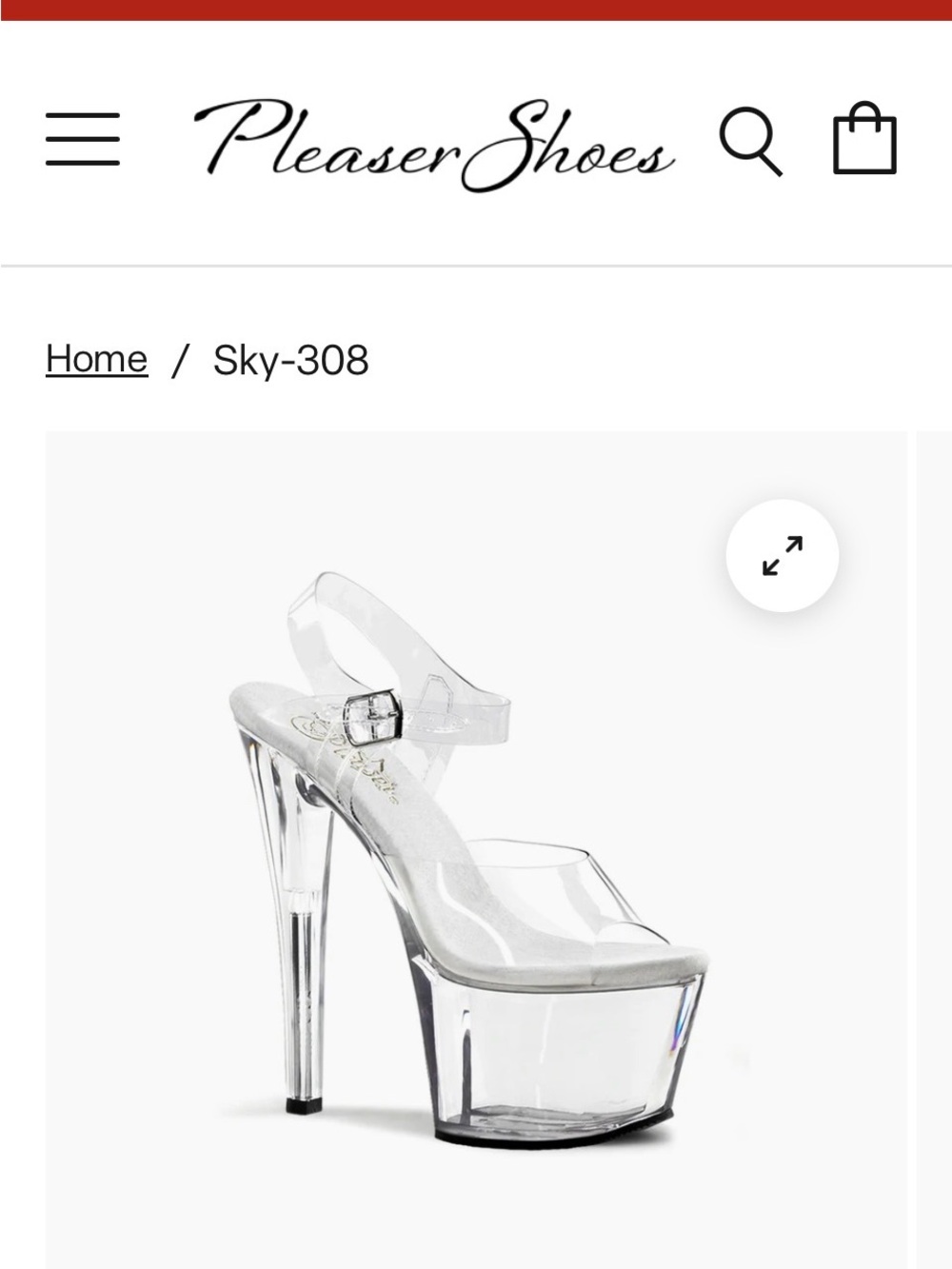 Pleaser Clear Sky-308 Lucite Platform Sandal Vegan
